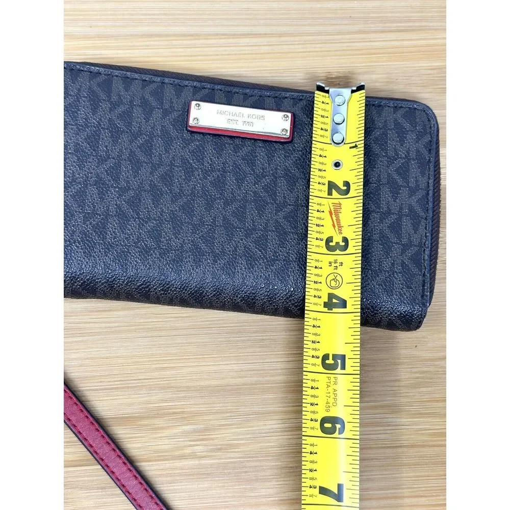 Michael Kors Women's Wristlet Jet Set Travel Smartphone Brown Red 32S7GTTE2B